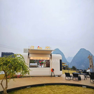 Kiosque à café mobile moderne en forme de cube, corps blanc mat, pour camping en plein air - Product Image 6