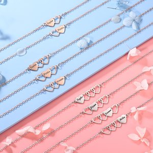 Custom Stainless Steel Best Friends Friendship Engraving <strong>Name</strong> <strong>Personalised</strong> Heart Charm <strong>Bracelet</strong> Jewelry Women China Supplier - Product Image 4