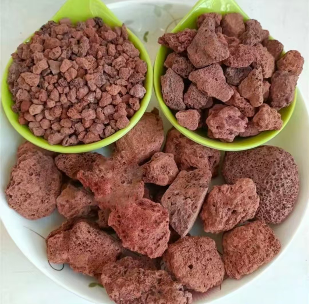 Красные/черные блоки из натурального базальтового лавового камня для массажа аквариума, садовой кухни и сауны, камни, пуццолан