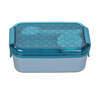 Boîte à lunch bento en plastique sans BPA de 0,9 L, mignonne et compatible micro-ondes, avec couvercle en PP, ensemble d'ustensiles et récipient à sauce