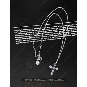Fashion Pendant Necklace <b>Cross</b> Shape Cubic Zirconia Zinc Alloy Women's Everyday Wearing 50cm <b>Chain</b> 2cm Pendant Height - Product Image 4