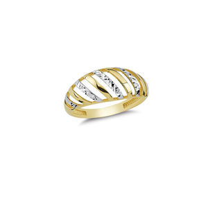 Anillo de oro sólido de 14K para mujer, sortija de boda, joyería de fantasía, corte de diamante de dos tonos, joyería de oro de 2 GB - Product Image 1