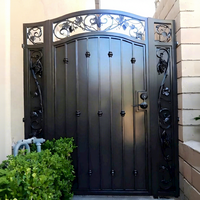 Portes en fer forgé pour entrée principale, porte d'entrée en verre, porte extérieure de sécurité de luxe sur mesure pour villa