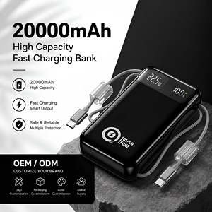 พาวเวอร์แบงค์ขายส่ง ความจุ 20000mAh พร้อมสาย USB-C ในตัว ชาร์จเร็ว 22.5W <span class=keywords><strong>หน้า</strong></span><span class=keywords><strong>จอ</strong></span> LED รับผลิตแบบ OEM ODM สำหรับผู้จัดจำหน่าย - Product Image 1