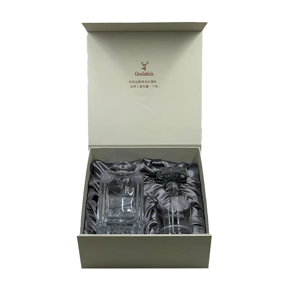Hochwertige luxuriöse kunden spezifische Kristallglas flasche Geschenk box Verpackung Wein Whisky flasche für Party
