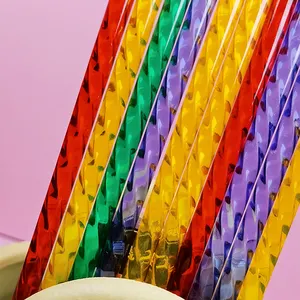 11 inch reusable PETG straws, spiral clear reusable swirl straw with stopper, plastic striped bubble tea smoothie straws