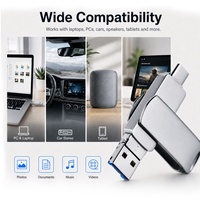 Nandstor OEM - Memoria USB 3 en 1 OTG Personalizada, Unidad Flash USB 3.0 de Alta Velocidad de 128 GB, Memoria USB Lightning al por Mayor para Copia de Seguridad de iPhone