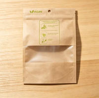Sachet Doypack en papier kraft brun compostable et écologique avec doublure PLA, fermeture éclair et trou de suspension