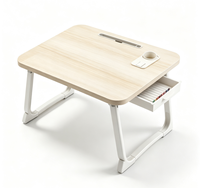 Bureau pliable pour ordinateur portable avec tiroir et porte-gobelet pour lit, canapé et dortoir