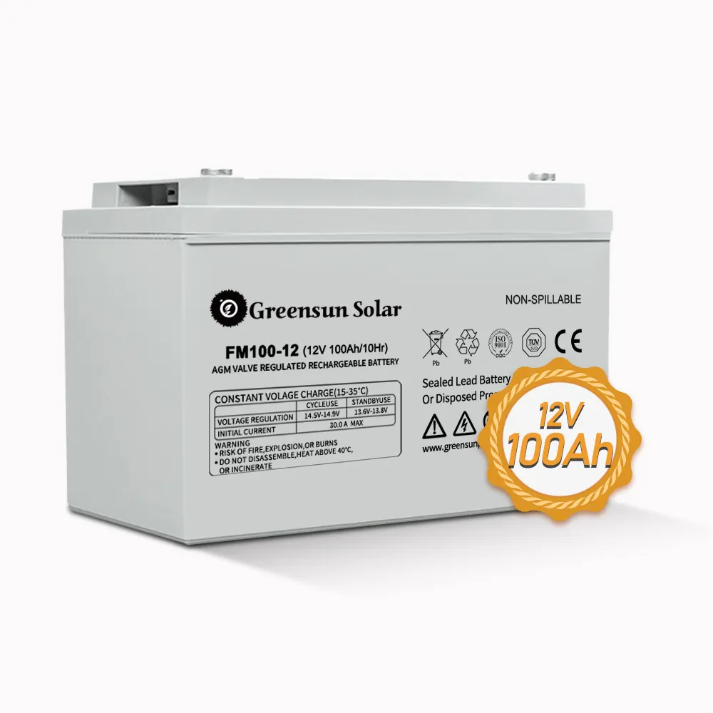 Greensun Agm 배터리 12V 100Ah 12 볼트 50Ah 75Ah 80Ah 에너지 저장 배터리