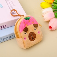 Mignon Capybara mini porte-monnaie porte-clés doux dessin animé écouteur sac de rangement Hamburger Cookie peluche portefeuilles porte-clés