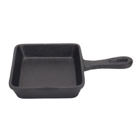Wajan Besi Cor Mini Grosir, Wajan Besi Cor Pre-seasoned dengan Pegangan Tunggal, Loyang Kecil, Peralatan Masak Besi Cor dengan Logo Kustom OEM