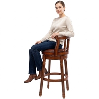 Tabouret de bar de luxe en bois massif, pivotant, vintage, avec dossier, pour hôtel, restaurant, bar