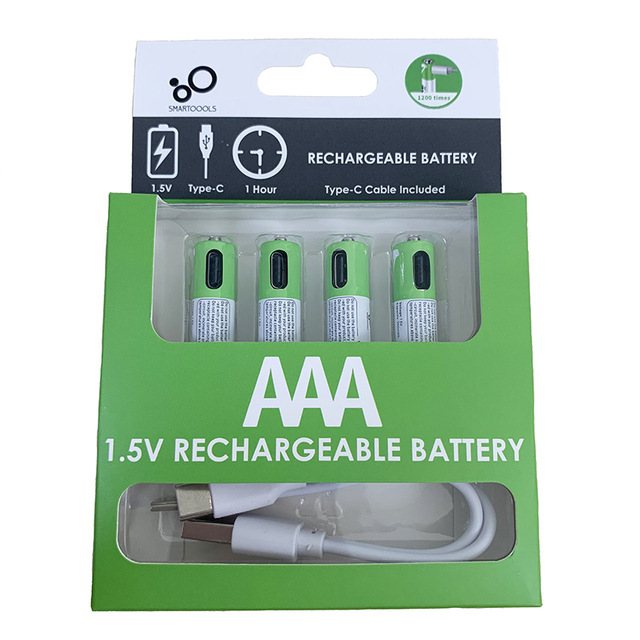 Wholesale 1.5v Type c Rechargeable Batteries Usb Aaa Lithium Ion Battery with Charging Cable