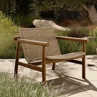 Sofá de Exterior para Patio, Juego de Mesa y Sillas de Comedor de Teca para Exteriores, Muebles de Ratán Anticorrosión para Jardín y Balcón al Aire Libre