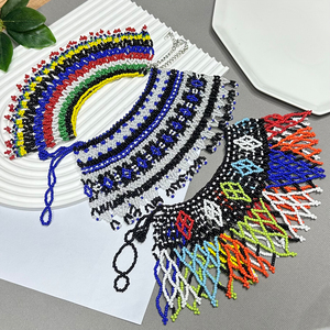 AHAYA, collar bohemio hecho a mano para mujer, chal exagerado, Gargantilla africana con babero, cuentas geométricas de diamantes de cobre - Product Image 2