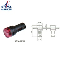 Lampe de signalisation sonore AD16-22SM, rouge, AC/DC, LED 24V, voyant lumineux clignotant, alarme, 7/8 pouces, 22 mm, buzzer