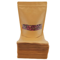 Sachets Doypack en papier kraft biodégradable refermables avec fermeture éclair et fenêtre transparente pour l'emballage de denrées alimentaires sèches et de fruits secs - Vente en gros