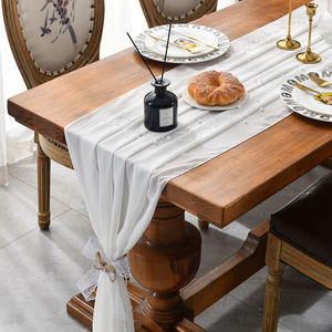 Royal <b>Purple</b> Polyester/Cotton Customized Color <b>Decorated</b> Elegant Woven Cheesecloth Table Runner for Weddings Hotels <b>Parties</b> - Product Image 2