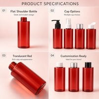Distributeur de savon liquide rouge 150 ml pour hôtel et usage domestique, flacon PET pour nettoyant visage, lotion, après-shampoing, huile, shampoing