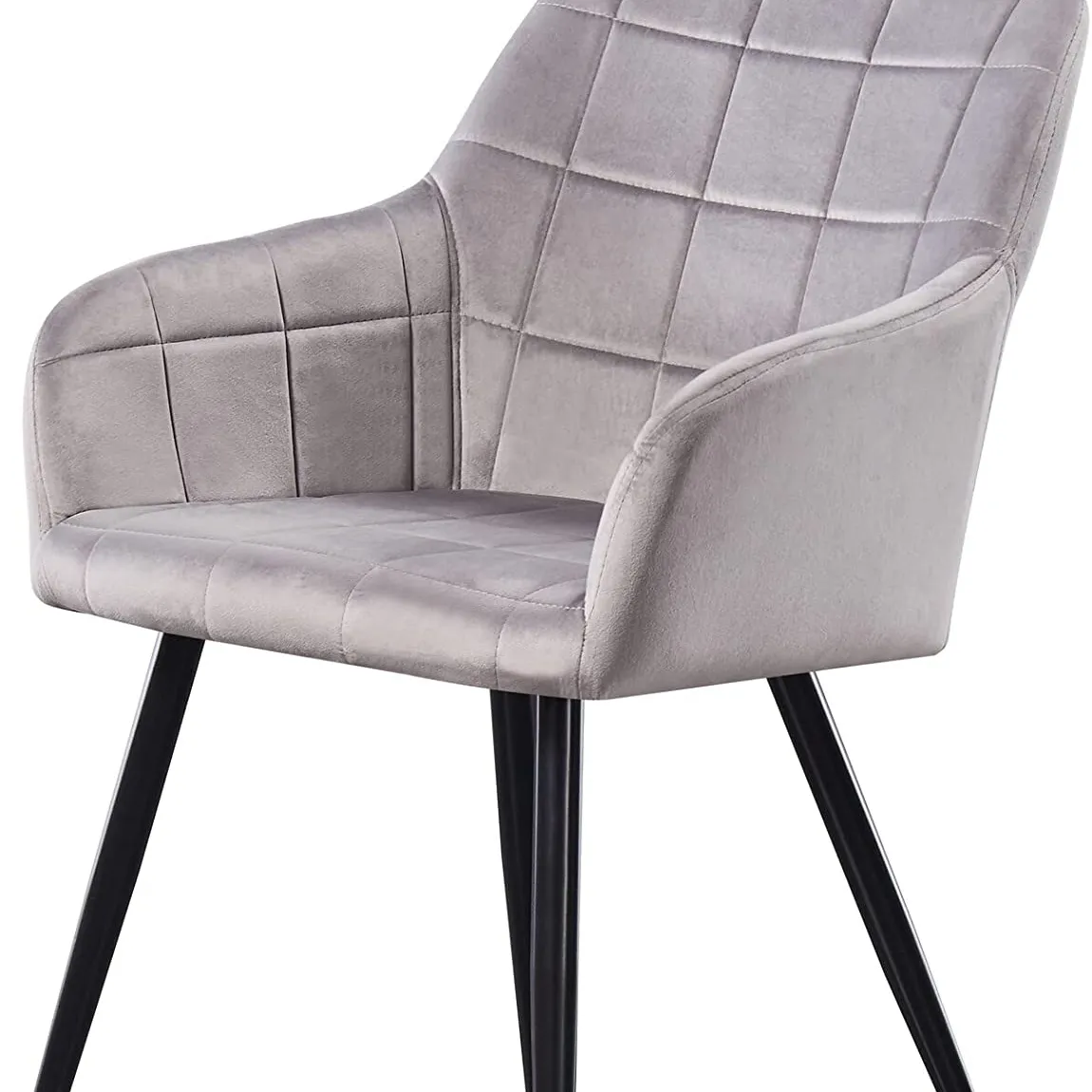 Blue Velvet Metal Leg Low Armrest Dining Chair for dining room or living room