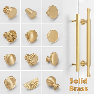 <span class=keywords><strong>Tiradores</strong></span> de puerta de armario de cocina de lujo cepillado redondo dorado, <span class=keywords><strong>tiradores</strong></span> de latón macizo para <span class=keywords><strong>armarios</strong></span> <span class=keywords><strong>y</strong></span> cajones - Product Image 2