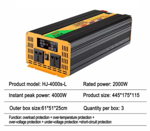Climatiseur portable solaire industriel à onduleur sinusoïdal 2000W à sortie unique, 90% d'efficacité, pour usage domestique et véhicules HJ-4000S - Product Image 2