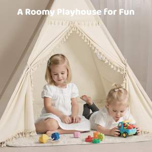 1.65m Kid Play Teepee <strong>Tent</strong> House Portable <strong>Wigwam</strong> Children Tipi <strong>Tents</strong> Foldable Canvas Playhouse for Girl Play - Product Image 2