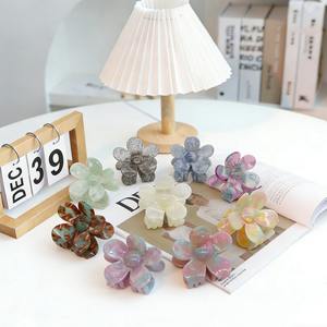 סיכת שיער בגווני פרחים בצבעי חומצה אצטית, קליפס כריש אלגנטי לקליעת שיער יומיומית, קליפס לקוקו - Product Image 1