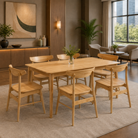 Ensemble de table et chaises de salle à manger en bois massif pour hôtel, mobilier de restaurant pour projets hôteliers, vente en gros sur mesure