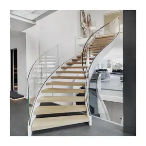 Tangga Spiral heliks tangga loteng desain tangga Modern dalam ruangan tangga melengkung dengan penutup kaca