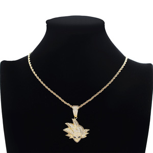 BESDZ0256 Pendentif chaîne en cuivre Hip-Hop avec personnage de dessin animé <span class=keywords><strong>Super</strong></span> <span class=keywords><strong>Saiyan</strong></span> Dragon Ball Kakarot Son Goku - Product Image 5