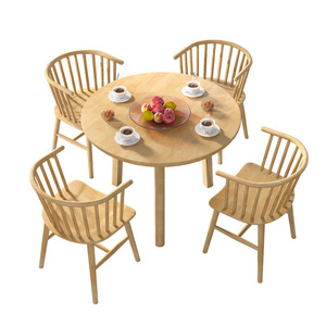 Solid Wood Round <b>Dining</b> <b>Table</b> Natural Color 1M Multipurpose <b>Dining</b> Room Furniture - Product Image 4