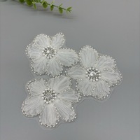 Base de patch en tissu pour corsage, broderie de perles informatisée, appliqué en maille, style pastoral 3D, forme de fleur