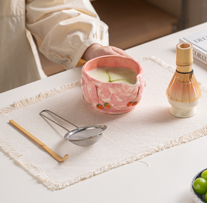 Ensemble de bols à matcha en céramique peints à la main avec motif d'<span class=keywords><strong>arbre</strong></span> fruitier en relief et bec verseur – Vente en gros - Product Image 2
