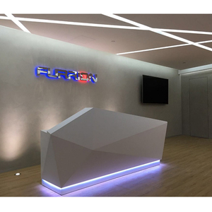 Quầy tiếp tân văn phòng salon đơn giản làm bằng tay trắng bề mặt rắn quầy lễ tân quầy lễ tân - Product Image 1