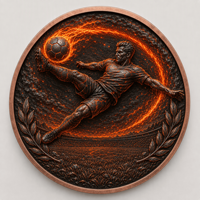 Pièces de monnaie en cuivre à haute relief, 1 once Troy, .999 Cuivre pur, Pièce de monnaie ronde de joueur de football, Impression UV colorée, Pièces de monnaie en cuivre