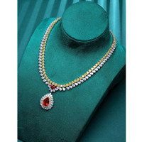 Bijoux de mariage de luxe brillants de Dubaï Collier de rubis en argent 925 cultivé en laboratoire Bijoux de mode Collier pendentif goutte d'eau pour femmes