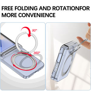 La última funda de teléfono transparente de PC duro para <span class=keywords><strong>Samsung</strong></span> Galaxy Z <span class=keywords><strong>Flip</strong></span> 6, funda protectora con soporte de anillo magnético para <span class=keywords><strong>Samsung</strong></span> Z <span class=keywords><strong>Flip</strong></span> 5 - Product Image 3