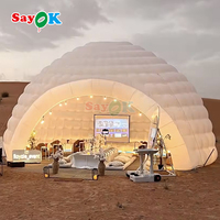 Tente gonflable géante de dôme d'igloo de tissu d'Oxford portatif de conception libre d'usine de Sayok avec des lumières LED de ventilateur