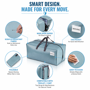 <span class=keywords><strong>VENO</strong></span> Paquete de 6 Bolsas de Mudanza Resistentes de Polipropileno con Correas de Mochila, Reutilizables, Sostenibles, Capacidad de 50 Libras, Azul Claro - Product Image 5
