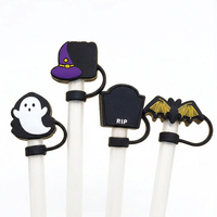 Capuchon de paille en silicone Halloween, embout anti-poussière, manchon décoratif pour fête, pour gobelet de 10 mm, qualité alimentaire, personnalisable