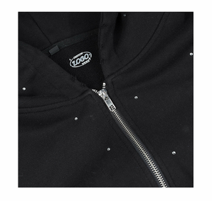 Sudaderas personalizadas de alta calidad para hombre, Jersey de algodón a la moda con diamantes de imitación coloridos, bordado con cremallera - Product Image 5