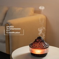 Diffuseur d'aromathérapie portable en plastique effet lave de glacier, alimenté par USB, flamme simulée sept couleurs, fonction humidificateur d'air, usage domestique