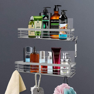 Cesta de <span class=keywords><strong>ducha</strong></span> <span class=keywords><strong>sin</strong></span> perforación, estante de <span class=keywords><strong>ducha</strong></span> autoadhesivo, organizador de pared a prueba de polvo, 2 piezas - Product Image 4
