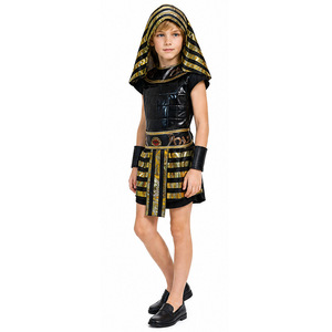 Costume de pharaon égyptien pour garçons, tenue de cosplay noire et dorée pour enfants, déguisement de fête - Product Image 2
