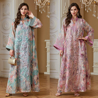 Vente en gros d'Abaya Eid DollyNet en soie brodée avec des perles et des paillettes, robe traditionnelle musulmane, vêtements traditionnels de Dubaï, Jalabiya pour femmes