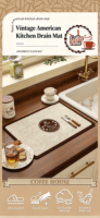 Tapis de séchage pour tasses à café imprimé, absorbant, antidérapant, résistant à la chaleur, protection de comptoir de cuisine, tapis de drainage pour bar à café
