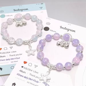 Pulsera de cuentas craqueladas de colores de moda con diseño de palomitas de maíz y dijes de campanillas de viento, hecha a mano, para mujeres y niñas - Product Image 2