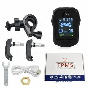 Sistema di allarme per il monitoraggio della temperatura dei pneumatici della moto con 2 sensori interni ricarica USB pressione dei pneumatici del motore TPMS del motociclo fai da te